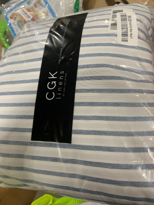 Photo 1 of Full Size 4 Piece Sheet Set - Comfy Breathable & Cooling Bed Sheets Set - Hotel Luxury Bedding for Women, Men, Kids, Teens, Boys & Girls - Deep Pockets, Soft, Wrinkle Free - Oeko-Tex - Blue Stripes 2