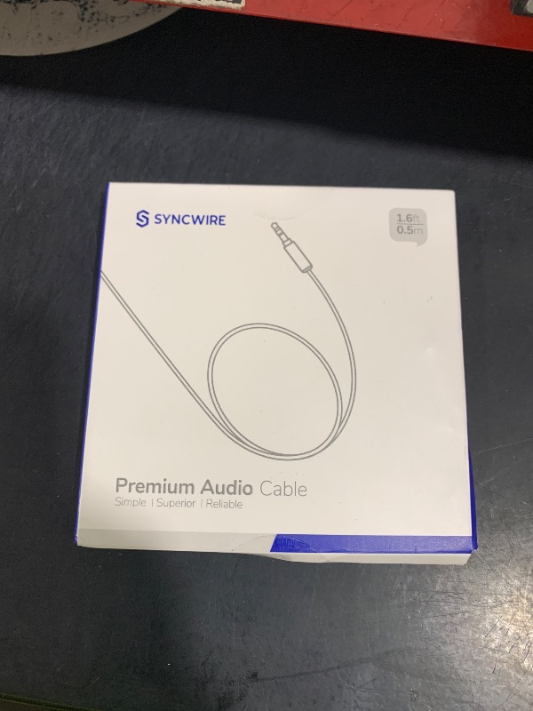 Photo 1 of Syncwire 3.5mm Aux Cable Auxiliary Audio Cable Male to Male Nylon Braided Headphone Cord (1.6ft/0.5m) Hi-Fi Sound Aux Cord for Car, Headphone, Home Stereos, Speaker, iPhones, iPods, iPad, Echo& More