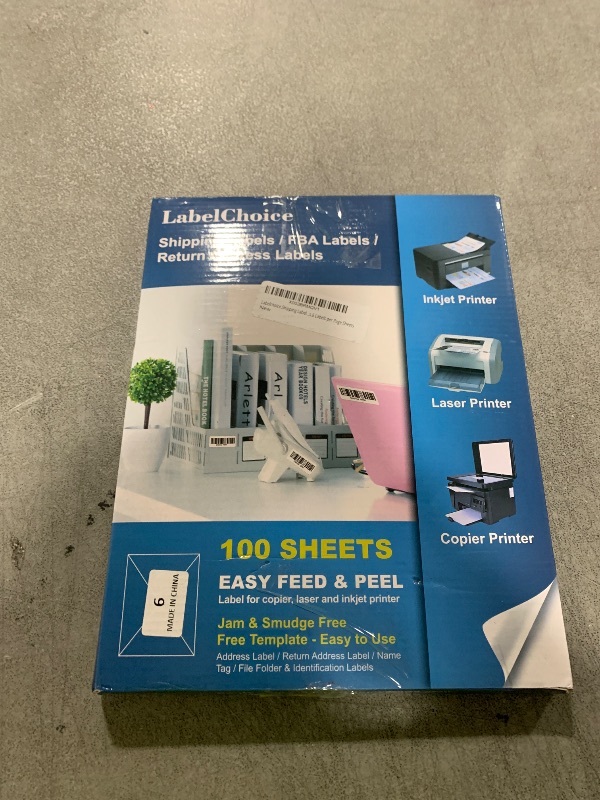 Photo 1 of Labelchoice 100 Sheets 600 Pcs 3-1/3 x 4 6 Up Shipping Address Labels for Laser & Inkjet Printers, 3-1/3" x 4" 6 per Sheet Shipping Mailing Stickers, 6 Labels per Page