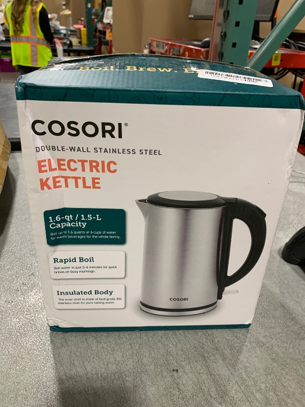 Photo 1 of COSORI Electric Kettle, No Plastic Inner Lid, Filter and Spout, Double Wall Stainless Steel Keep Warm, Automatic Shut Off & Boil-Dry Protection, Durable Tea Kettle Boiler & Heater, 1.5L/1500W, Silver