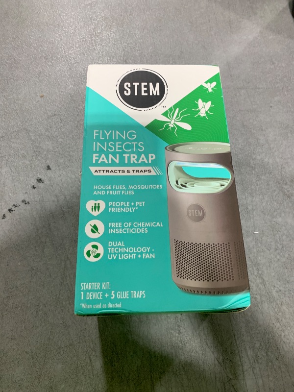 Photo 1 of STEM Flying Insect Fan Trap for Indoor Bug Control, Attracts Mosquitoes, Fruit Flies, and House Flies, Plug-in Fan with UV Light, Starter Kit Includes 1 Device and 5 Glue Traps