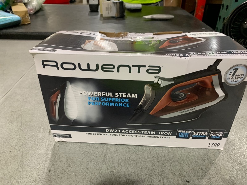 Photo 1 of Rowenta Iron Steamer for Clothes, Stainless Steel Soleplate Steam Iron, Microsteam Holes, 1700 Watts, Lightweight, Auto-off, Black, DW2360