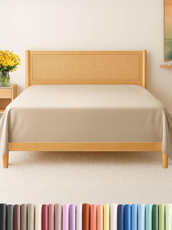 Photo 1 of King Size Flat Sheet - Hotel Quality Top Flat Bed Sheet Only - Ultra-Soft, Breathable & Cooling - Fade & Wrinkle Free - Easy-Care, Stain & Shrink Resistant Bedding - Easy-Fit & Oeko-Tex - Khaki