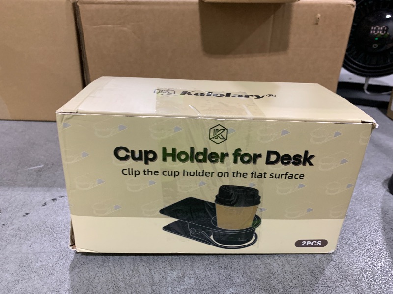 Photo 1 of 2PCS Drinking Cup Holder Clip, Kalolary Desk Bottle Cup Stand DIY Glass Clamp Storage Saucer Clip Water Coffee Mug Holder Saucer Clip Design for Home & Office, White