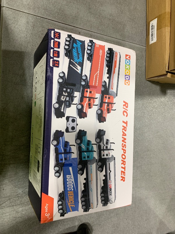 Photo 1 of Vokodo RC Semi Truck and Trailer 18 Inch 2.4Ghz Fast Speed 1:16 Scale Rechargeable Battery Remote Control Tractor Tanker Hauler Car Big Rig 18 Wheeler Toy for 3 4 5 6 7 8 Year Boys Kids (Aqua Blue)