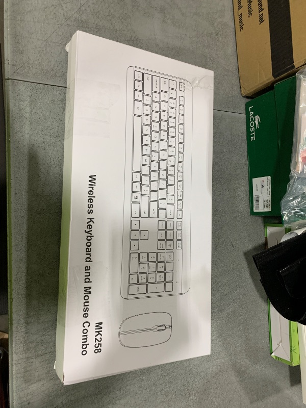 Photo 1 of Wireless Keyboard and Mouse Combo, Full Size Silent Ergonomic Keyboard and Mouse, Long Battery Life, Optical Mouse, 2.4G Lag-Free Cordless Mice Keyboard for Computer, Mac, Laptop, PC, Windows(White)