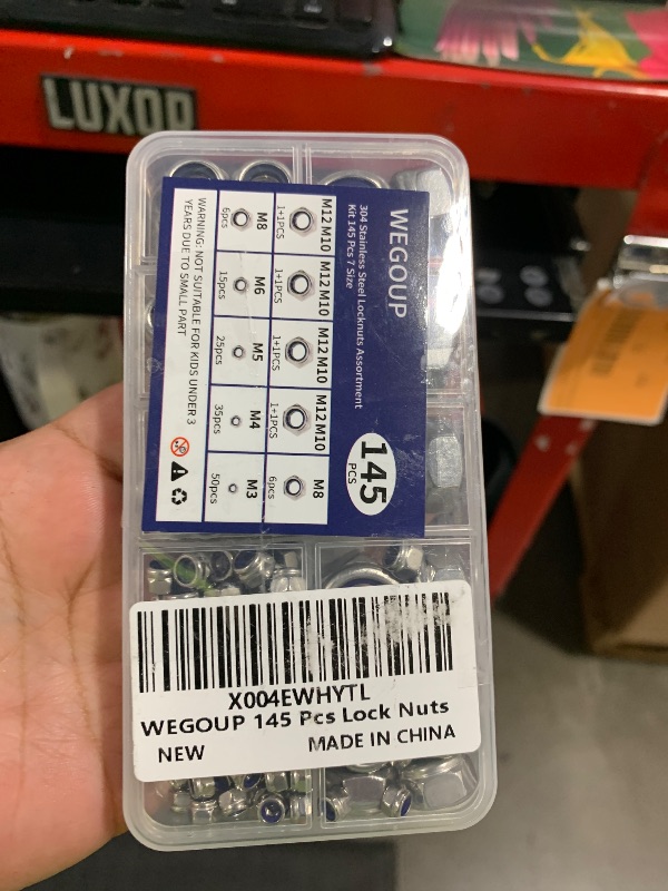 Photo 1 of WEGOUP 145 PCS Nylon Insert Lock Nuts Assortment Kit, Metric M3-M12, 304 (A2-70) Stainless Steel Lock Nuts, Hex Nut Set for Industrial and Home Use