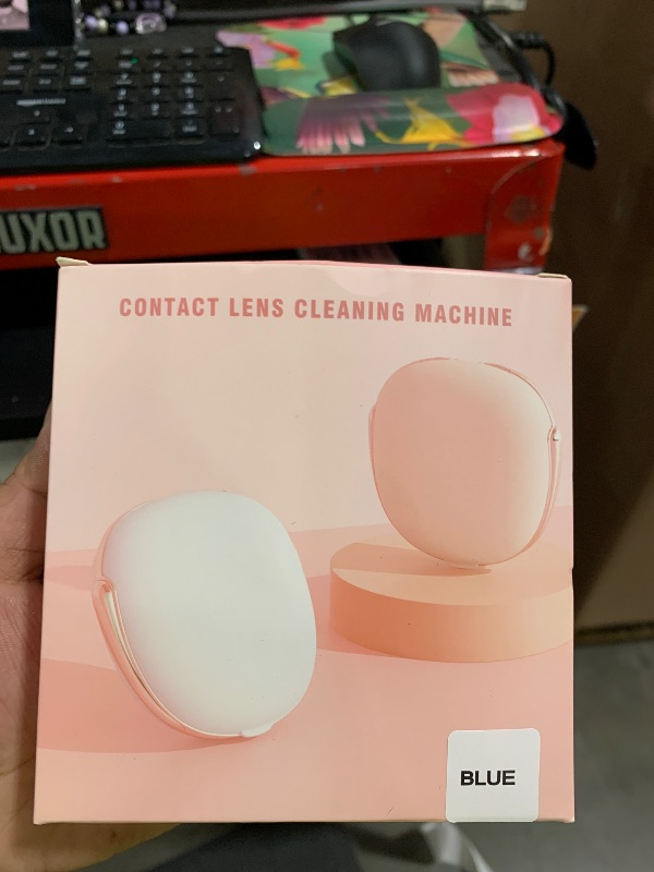 Photo 1 of Contact Lens Cleaner, Portable Ultrasonic Contact Lens Cleaning Machine with USB Charger and Solution Soak Case Kit for Soft Lens, Colored Contact Lens, Hard Lens, RGP Lens and OK Lens (Blue)