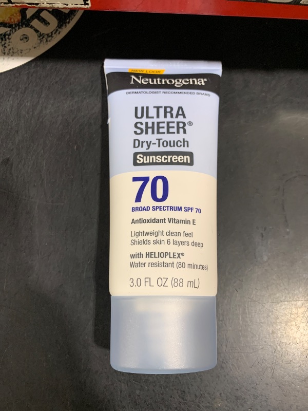 Photo 1 of Neutrogena Ultra Sheer Dry-Touch Water Resistant and Non-Greasy Sunscreen Lotion with Broad Spectrum SPF 70, 3 Fl Oz (Pack of 1)