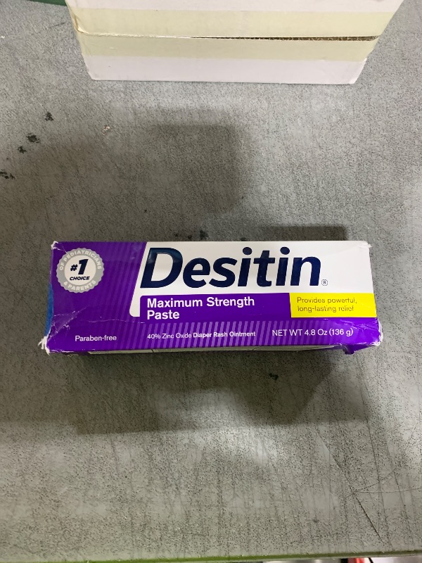 Photo 1 of Desitin Maximum Strength Baby Diaper Rash Cream, 40% Zinc Oxide for Treatment, Relief & Prevention, Hypoallergenic, Phthalate- & Paraben-Free Paste, Protects Skin for 12 Hours, 4.8 oz