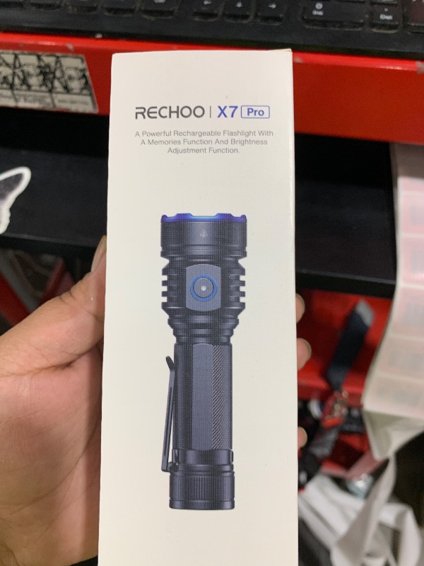Photo 1 of RECHOO Flashlight Rechargeable High Lumens, X7 PRO Bright Flashlight 2000 Lumens, 3 Lighting Modes with Memory Function & Customizable Brightness, IPX4 Waterproof for Emergencies, Home Camping Gear