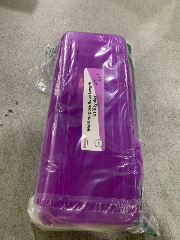 Photo 1 of Enday Pencil Box Purple, Storage Organizer Utility Box, Multipurpose Long Ruler Length School Office Supplies Plastic Pencil Case for Kids & Adults Available in Red, Pink, Grey, Green, Blue, 1PK