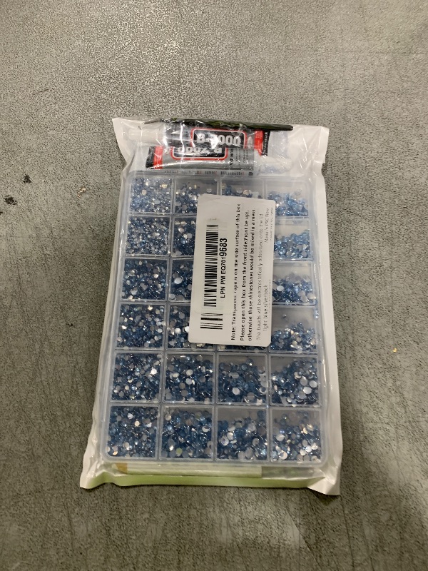 Photo 1 of 22000pcs Resin Flatback Rhinestones for Crafting, Light Blue 2mm 3mm 4mm 5mm 6mm Beads, Non-Hotfix SS8 SS10 SS16 SS20 SS30 Gems for Bedazzling Kit with B7000 for Nail DIY Art Decoration