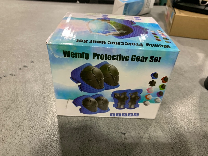 Photo 1 of Kids Protective Gear Set Wemfg Knee Pads for Kids 3-8 Years Toddler Knee and Elbow Pads with Wrist Guards 3 in 1 for Skating Cycling Bike Rollerblading Scooter(Blue)