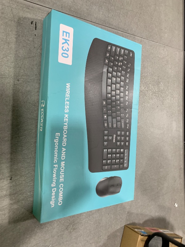 Photo 1 of Wireless Keyboard and Mouse Combo,2.4G Full Size Wave Keys Ergonomic Keyboard with Wrist Rest for Natural Typing, 3 DPI Adjustable Ergonomic Silent Mouse for Computer/Laptop/Windows/Mac (Black)