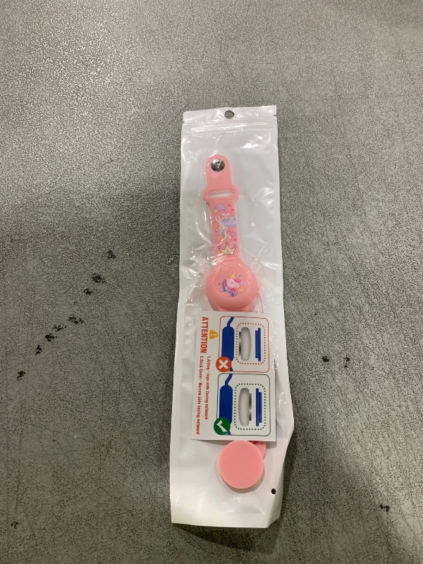 Photo 1 of Waterproof Airtag Bracelet for Kids, Unicorn Silicone Air Tag Holder Hidden Design, Light Weight Compatible with Apple AirTag Wristband for Child, Pink