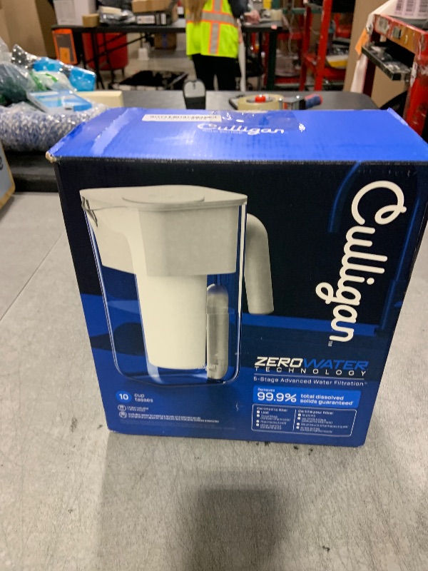 Photo 1 of Culligan with ZeroWater Technology 10-Cup Water Filter Pitcher – Includes 5-Stage Advanced Water Filter, IAPMO Certified to Reduce Lead, Total PFAS (Forever Chemicals), Mercury, Fluoride, and Chlorine
