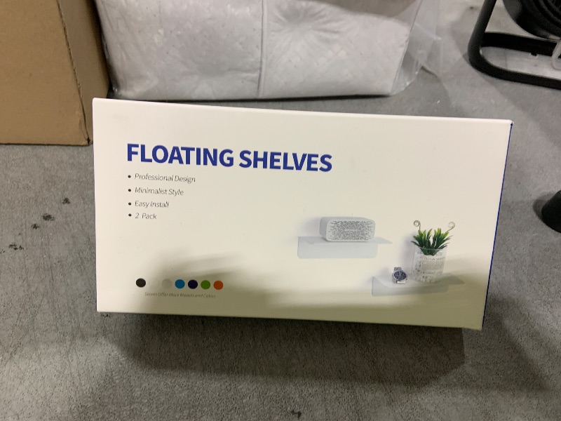 Photo 1 of OAPRIRE Acrylic Floating Wall Shelves Set of 2, Damage-Free Expand Wall Space, Small Display Shelf for Smart Speaker/Action Figures with Cable Clips