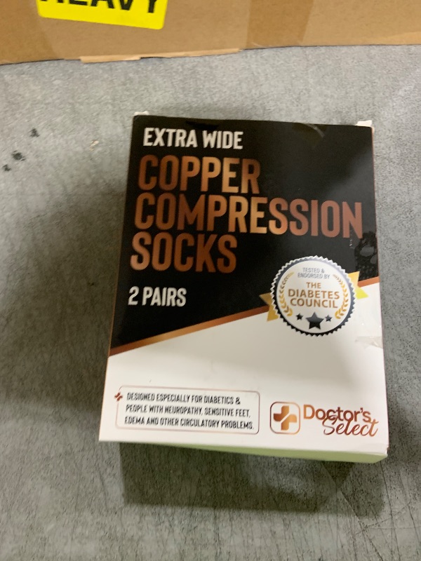 Photo 1 of Doctor's Select Copper Plus Size Compression Socks - 2 Pairs | 20-30mmHg, Extra Wide Calf, Copper for Swelling & Varicose Veins | Black Compression Socks for Women & Men