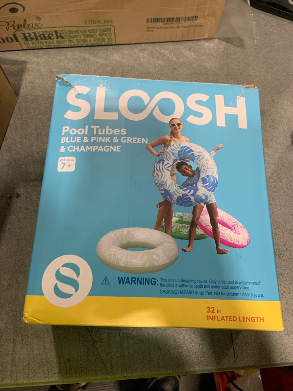 Photo 1 of SLOOSH 4 Pack Pool Floats, Pool Tube for Kids Swim Rings Inflatable Tubes, Tropical Leaves Floatie Ring Water Toys for Swimming, Summer Beach Party