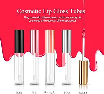 Photo 1 of KPX 30 Pcs lip Gloss Tube Containers Bulk Wand 10ml Empty Clear Pink Lip Oil Tubes Refillable Lip Balm Bottles with Rubber Insert for DIY Makeup Such as Lip Samples, Homemade Lip Balm(Black)
