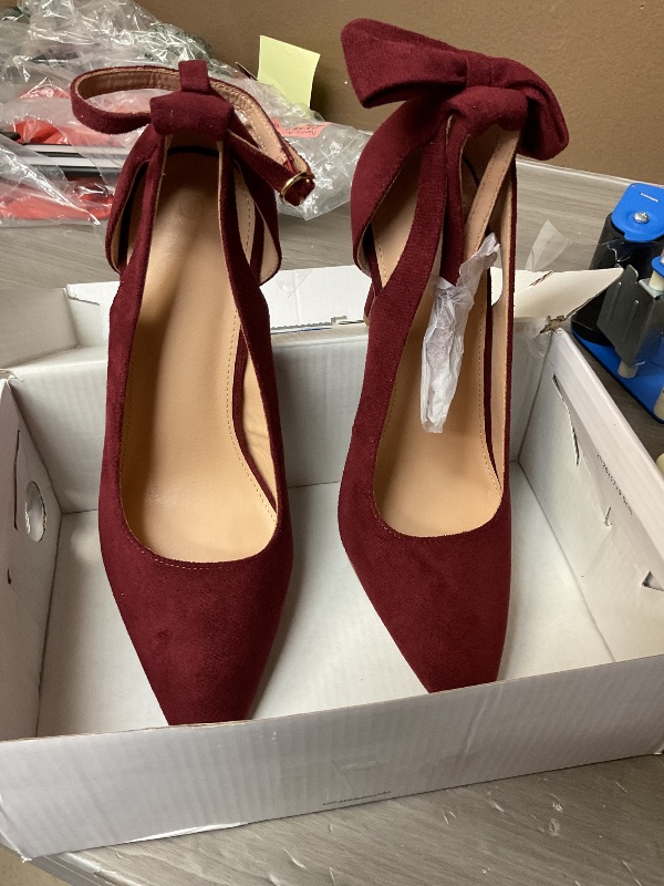 Photo 1 of Fashare Womens High Heels Pointed Toe Bowtie Back Ankle Buckle Strap Wedding Evening Party Dress Pumps Shoes size 7 