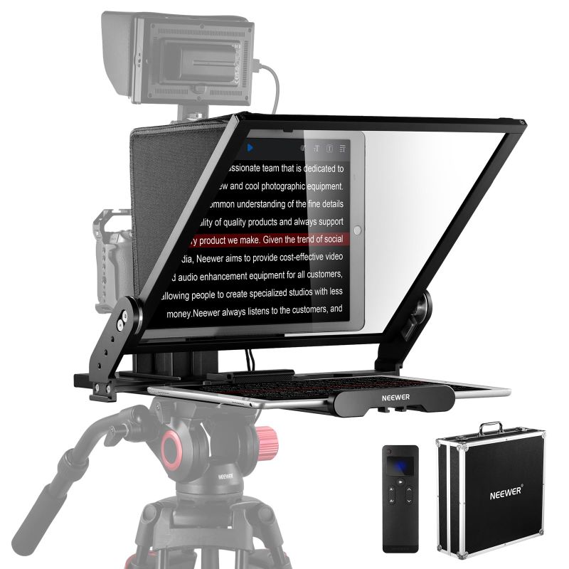 Photo 1 of NEEWER Teleprompter X17 II with RT113 Remote/APP Control, 17" HD Beamsplitter All Metal Frame Upgraded Camera Mount QR Plate Compatible with Manfrotto 501PL iPad iPhone, Max Load 44.1Ib, Assembly Free