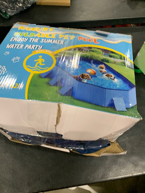 Photo 1 of Raxurt Foldable Dog Pool for Unique Octagonal Structure, 82'' Durable Dog Pool with Reinforced Support Boards for Outside Backyard