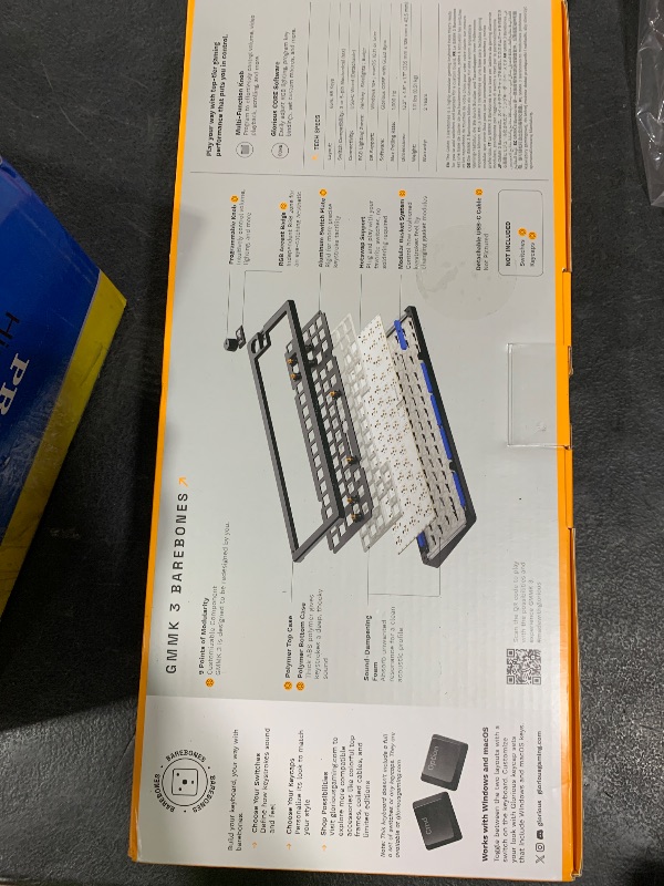 Photo 1 of Glorious Gaming - GMMK 3 Barebones Custom Gaming Keyboard Kit with Knob, 65% Compact Mechanical Keyboard, Modular Gasket System, Hotswappable MX, Sound Dampening Foam, Aluminum Switch Plate (Black)