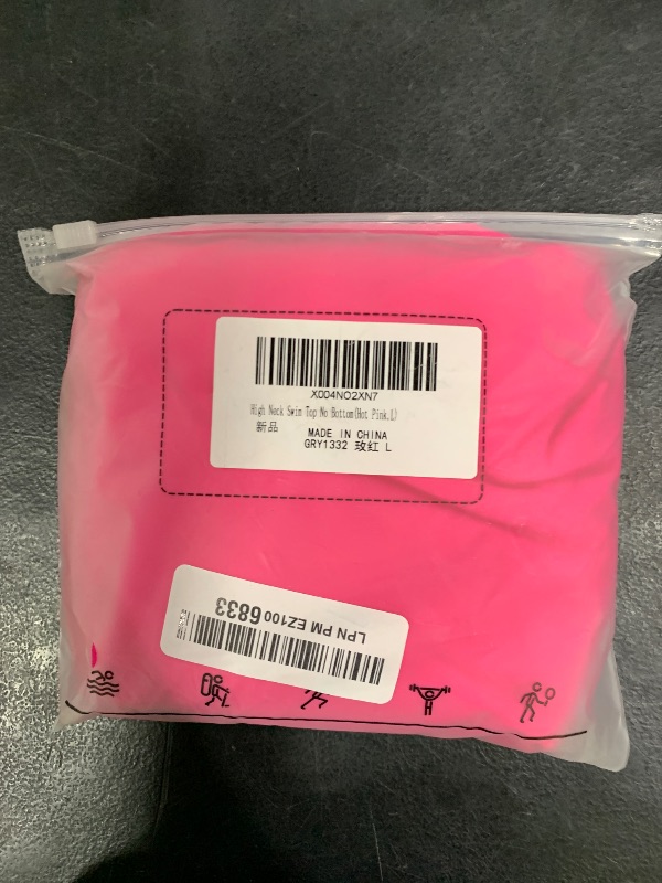 Photo 1 of G Gradual Tankini Tops for Women High Neck Swimsuits Swim Top Modest Bathing Suit Swimwear Tank Top only No Bottom(Hot Pink,L)