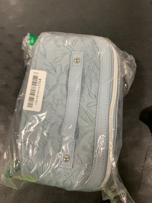 Photo 1 of BOYATU Travel Makeup Bags Cosmetic Organizer Bag: 3-Set Large Capacity Make up Bag - PU Leather Toiletry Bags for Women - Wide Open Portable Pouch with Divider & Handle (01-Light Blue)
