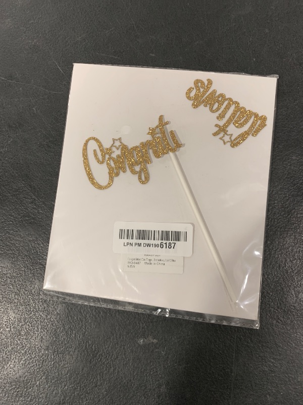 Photo 1 of Congratulations Cake Topper, Congrats Cake Decorations, Graduation Retirement Birthday Wedding Anniversary Celebration Party Decorations, Gold Glitter
