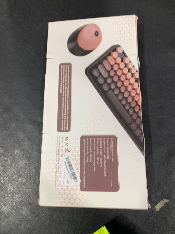 Photo 1 of SkyGive Wireless Keyboard and Mouse Combo, Ergonomic Full Size Typewriter Retro Round Keycaps Keyboard, Compatible with Windows, PC, Perfer for Home and Office Keyboards (Aurora Red)