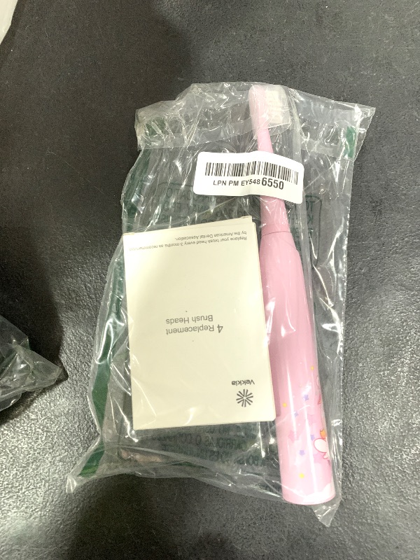 Photo 1 of Vekkia Sonic Rechargeable Kids Electric Toothbrush, 3 Modes with Memory, Fun & Easy Cleaning, 24000 Strokes, IPX7 Waterproof, 2-Min Timer for Age 5+, 4 Soft Bristles(Pink)