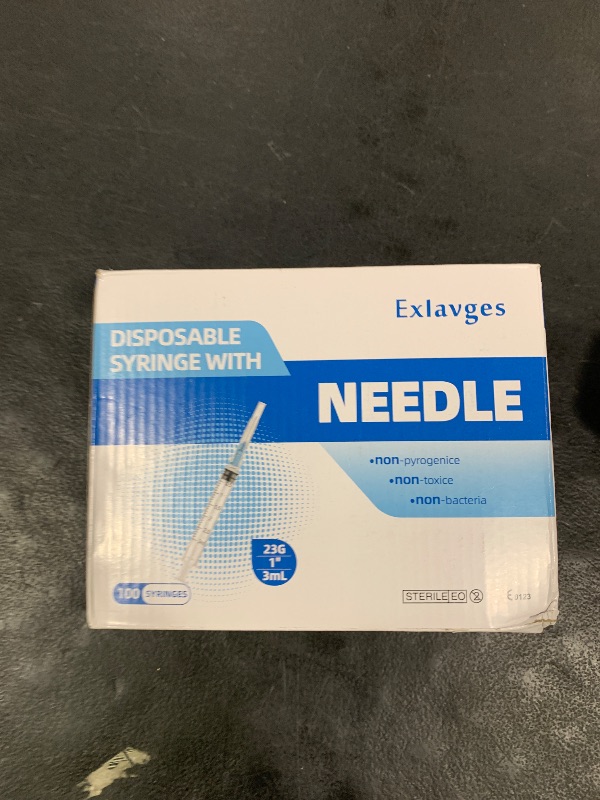 Photo 1 of 100 Pack Disposable 3ml/cc Lab Syringes with 23Ga 1 Inch Needle Luer Lock, Individually Sealed Packed