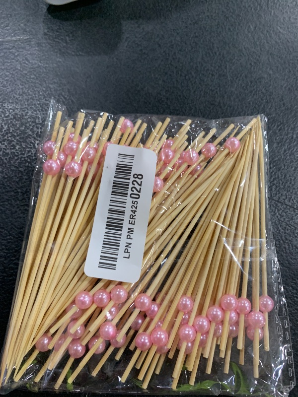 Photo 1 of 100Pcs Pink Pearl Cocktail Picks - 4.7 Inch Cocktail Toothpicks for Appetizers, Food Picks for Fruit,Drinks,Party,Home,Bar,Charcuterie Boards Accessories