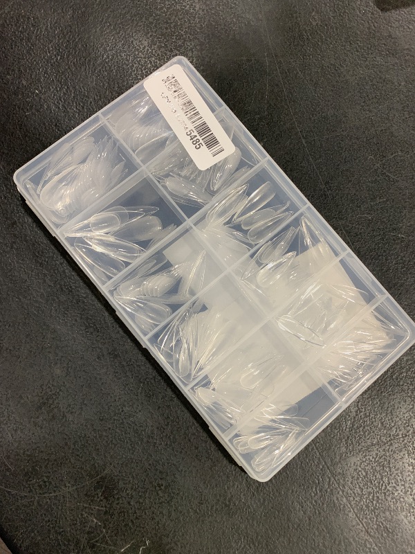 Photo 1 of UNA GELLA Long Stiletto Gel Nail Tips Full Cover 504PCS Pre-shape Long Stiletto Almond Fake Clear Nails Tips No Need File Gel Tips No C Curve for Nail Extension DIY Art Salon 12 Sizes