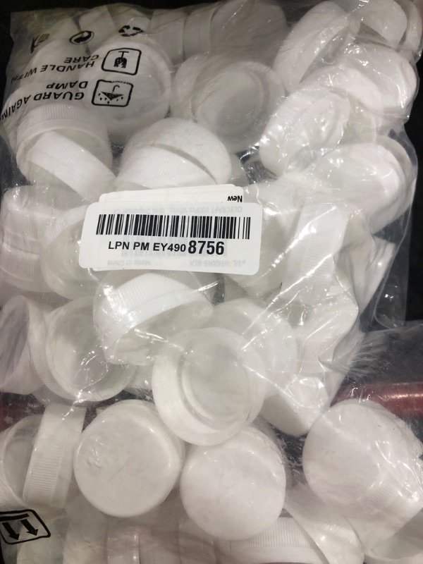 Photo 1 of OLYCRAFT 100 White Plastic Bottle Caps 39mm Tamper Seal Lids 1.6x0.6 Inch for Juice Bottles