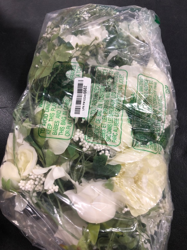 Photo 1 of DearHouse 2Pack Artificial Peony Flower Garland - Silk Peony Garland with White Flowers for Wedding Party Table Decoration,6ft/Strand