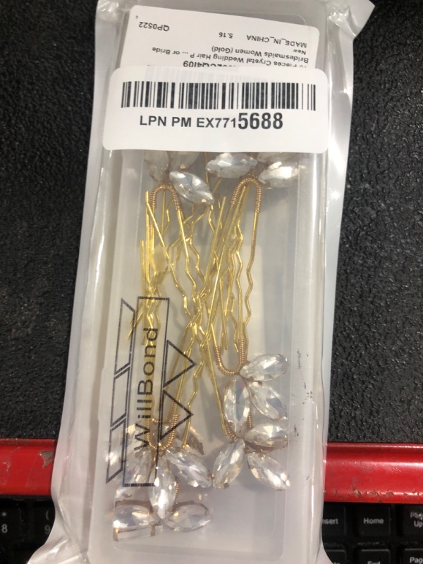 Photo 1 of 10 Pieces Crystal Wedding Hair Pins Rhinestone Bridal Hair Clips Pins for Bride Bridesmaids Women (Gold)