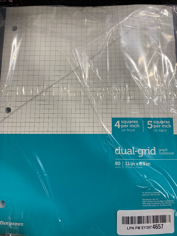 Photo 1 of 1InTheOffice Graph Ruled Notebook, Graph Wireless Notebook, Graph Paper Notebook, Teal Colored Quad Ruled Notebook 8.5" x 11", 3 Pack