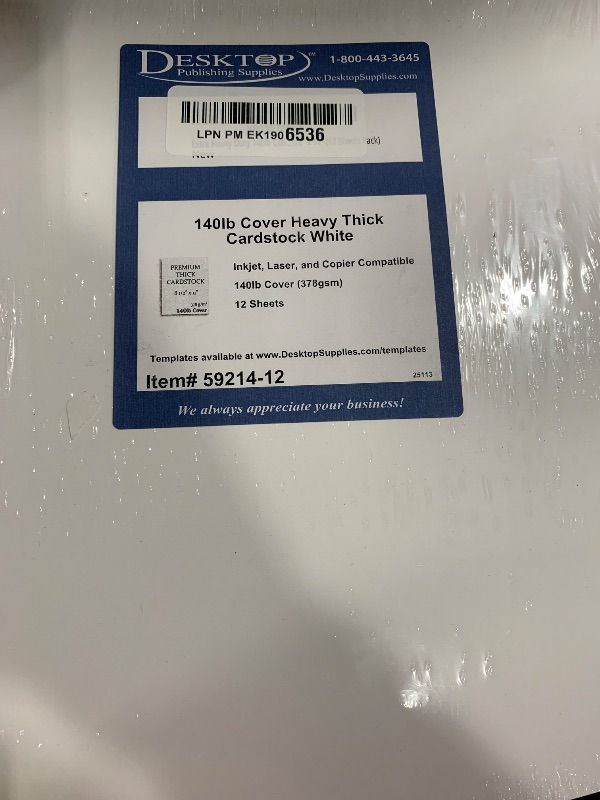 Photo 1 of Extra Heavy Duty 140lb Cover Cardstock - Bright White - 379gsm 18pt Thick Paper for Inkjet & Laser Printers - 8-1/2" x 11" (12 Sheets Pack)