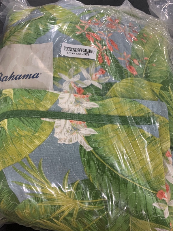 Photo 1 of Tommy Bahama - King Quilt Set, Reversible Cotton Bedding with Matching Shams, Coastal Bedding Set for All Seasons (Aregada Dock Green/Sky Blue, King)