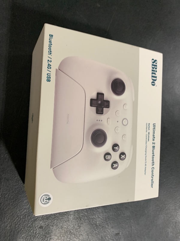 Photo 1 of 8Bitdo Ultimate 2 Bluetooth Controller for Switch/Switch 2 & Windows PC, Switch Pro Controller with TMR Joysticks, Switchable Hall Effect/Tactile Triggers, Vibration and Motion Control - White
