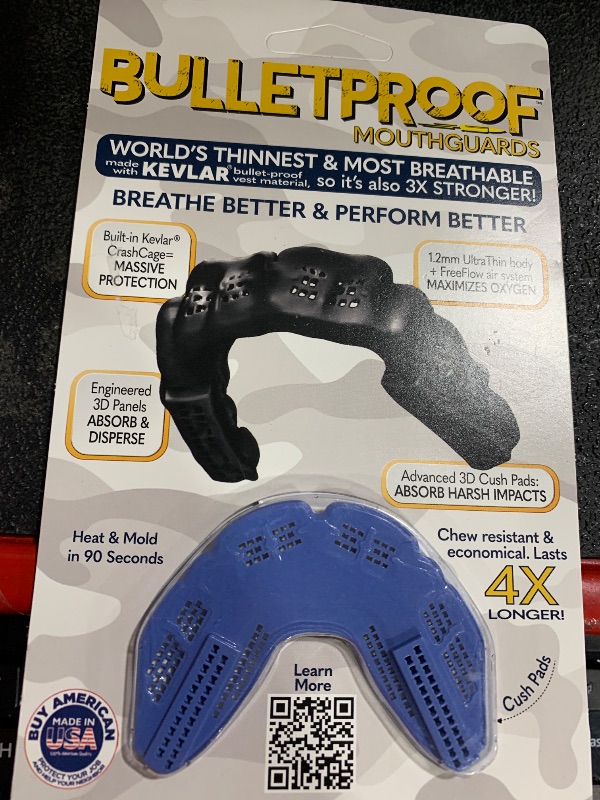 Photo 1 of Bulletproof: World’s Thinnest & Most Breathable Mouth Guard is 3X Stronger! BJJ Flag Football Basketball Hockey Lacrosse Rugby Wrestling MMA Boxing Mouthguard Sports Braces Grinding Teeth Adult Youth