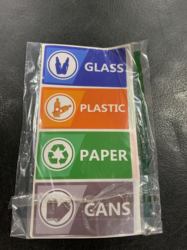 Photo 1 of Top label Recycle Label Decal for Trash Can,Trash Sorting Recycling Sticker Sign for Use in Home and Office,4x2 Inch,20 Pcs Per Pack