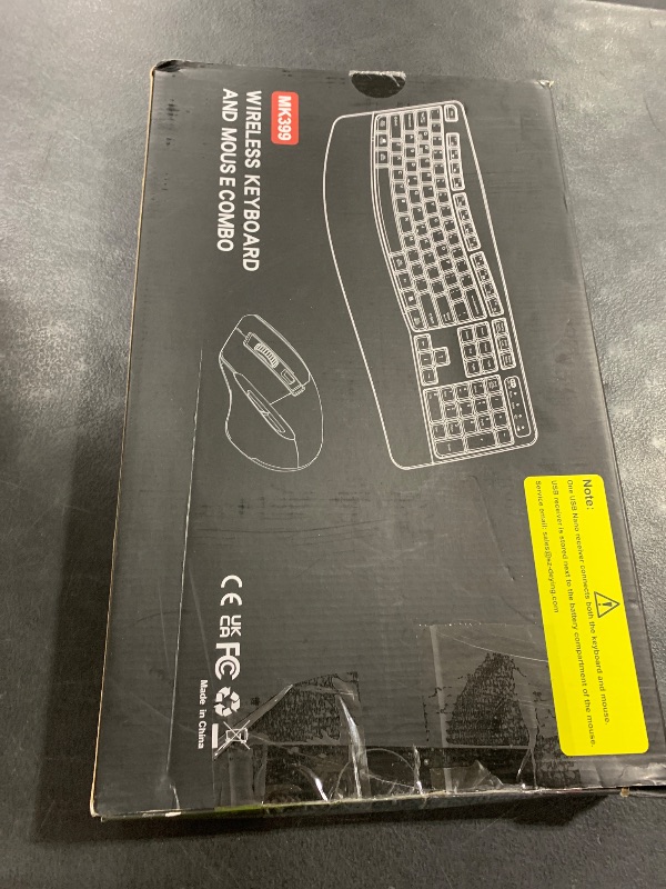 Photo 1 of Wireless Keyboard and Mouse Combo, 2.4G Full Size Wave Keys Ergonomic Keyboard with Wrist Rest and 3-Level DPI Adjustable Wireless Ergonomic Mouse for Windows, Mac OS Desktop/Laptop/PC(Black)
