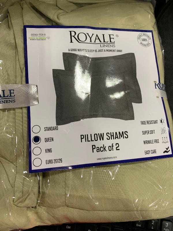 Photo 1 of Royale Linens Pillow Shams 2 Pack Queen Size 20x30 Inch- Brushed 1800 Microfiber - Bed Pillow Shams, Wrinkle Resistant Super Soft and Cozy- Back Overlap Closure - Oxford Pillowcase (Queen, Sage Green)
