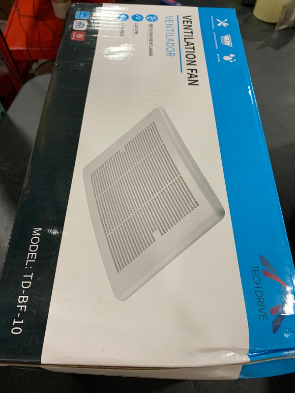 Photo 1 of Tech Drive Bathroom fan 110 CFM, 1.2Sone No Attic access Needed Installation,Very Quiet Bath Ventilation and Exhaust Fan, Ceiling Mounted Fan,White Plastic Grille