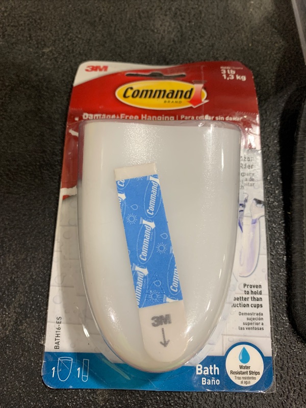 Photo 1 of Command Razor Holder, Holds up to 3 lb, Clear Frosted, 4" x 2.5" x 1.5" 1 Holder with 1 Medium Water-Resistant Command Strip, Damage Free Bathroom Organization for Razors or Toothbrushes